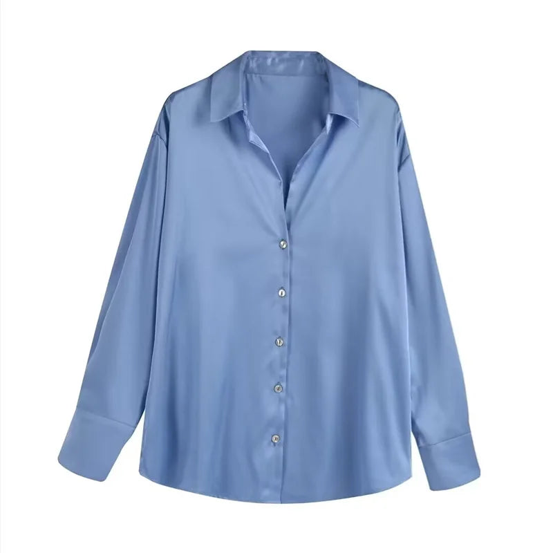 Long-sleeved Satin Shirt