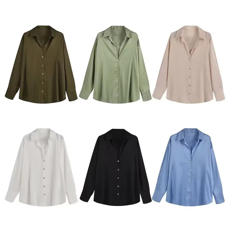 Long-sleeved Satin Shirt