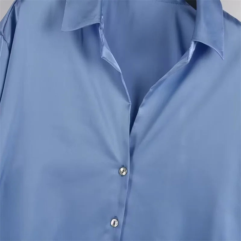 Long-sleeved Satin Shirt