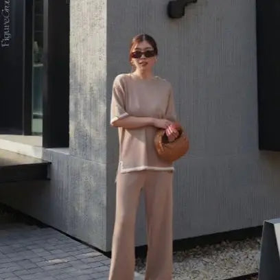 Two Piece Set Wide Leg Pants Tops