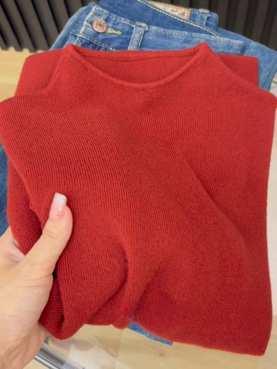 Solid Sweater Women Half Turtleneck