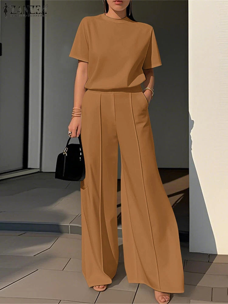 Ensembles de 2 pièces                      Pantalons à jambes larges et Blouses à manches courtes