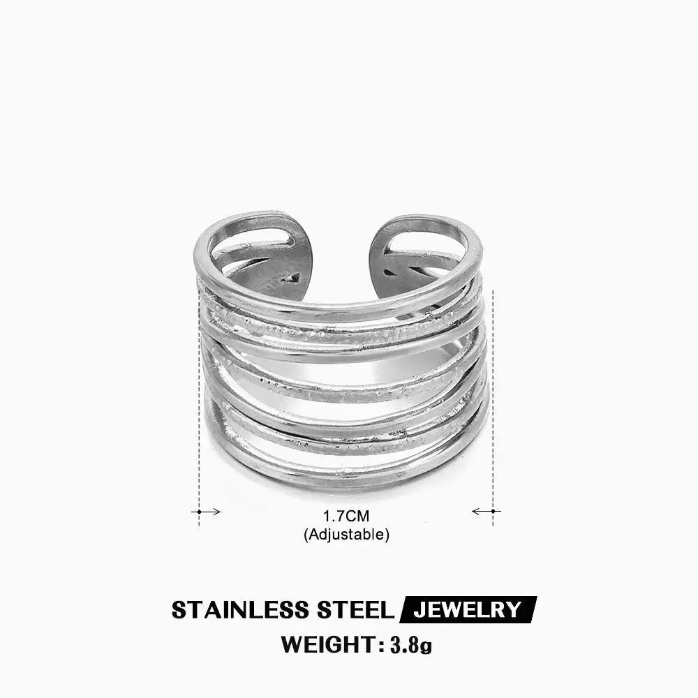 Bague en acier inoxydable doré en forme de cœur anneau creux, bijou étanche