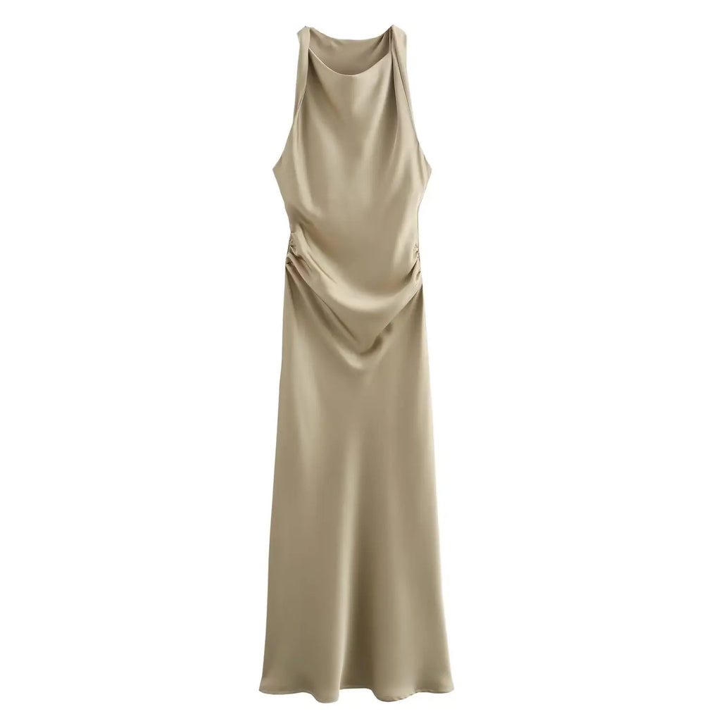 Satin Ruched Long Dresses
