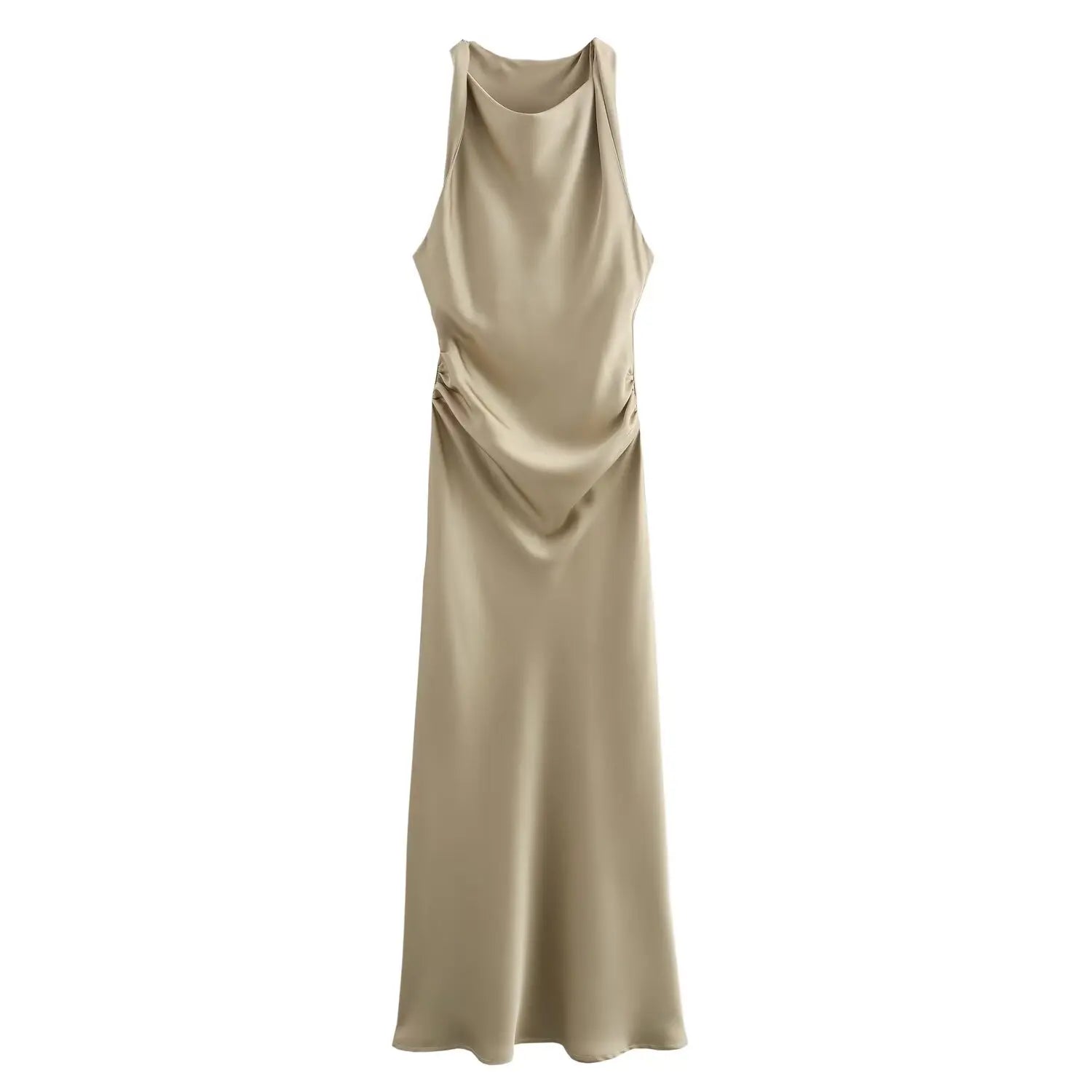 Satin Ruched Long Dresses