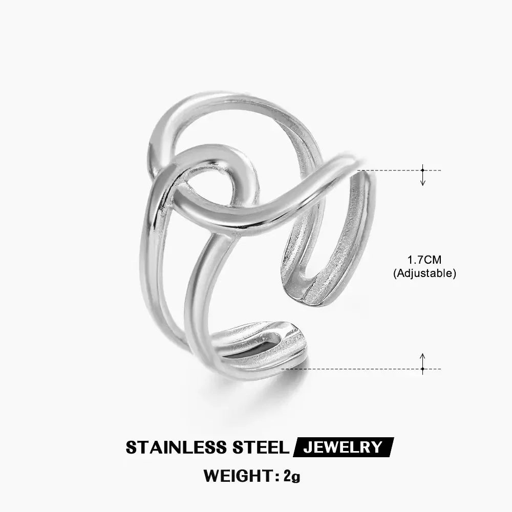 Bague en acier inoxydable doré en forme de cœur anneau creux, bijou étanche