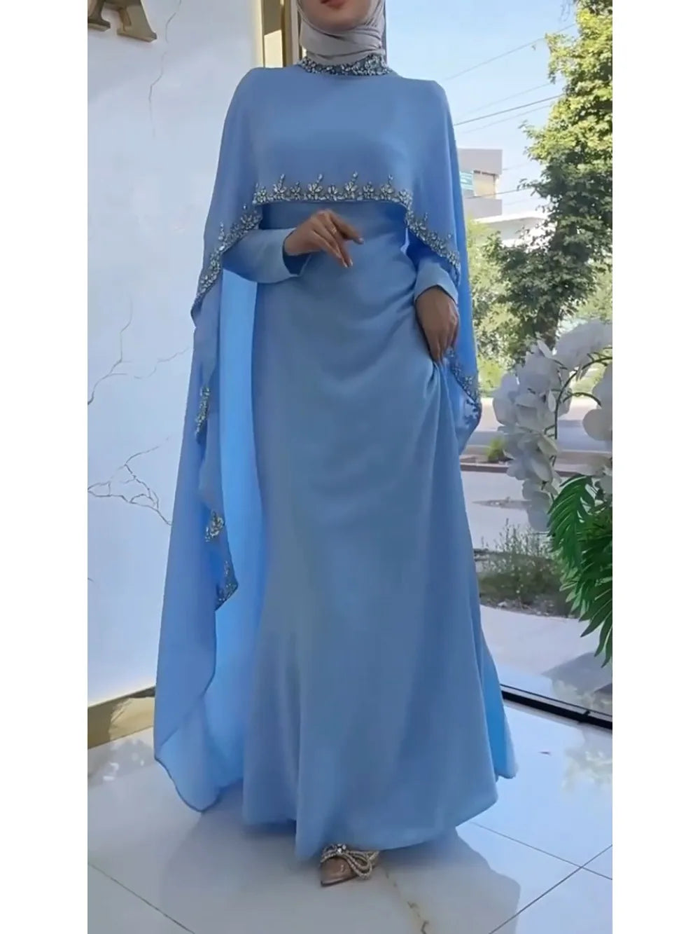 Pelerinli  Luxe Tesettür Abiye