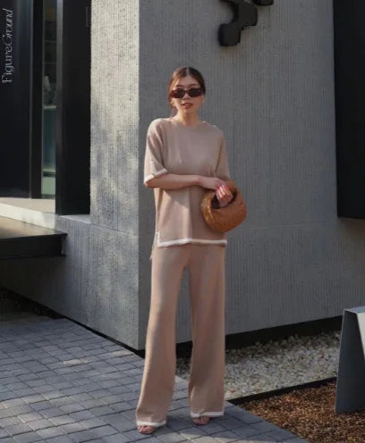 Two Piece Set Wide Leg Pants Tops