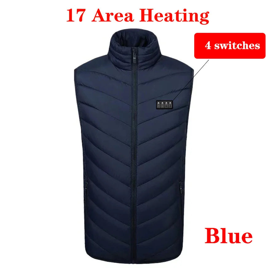 Gilet chauffant 17/13 zones pour femmes et hommes. Veste tactique électrique à chauffage USB.