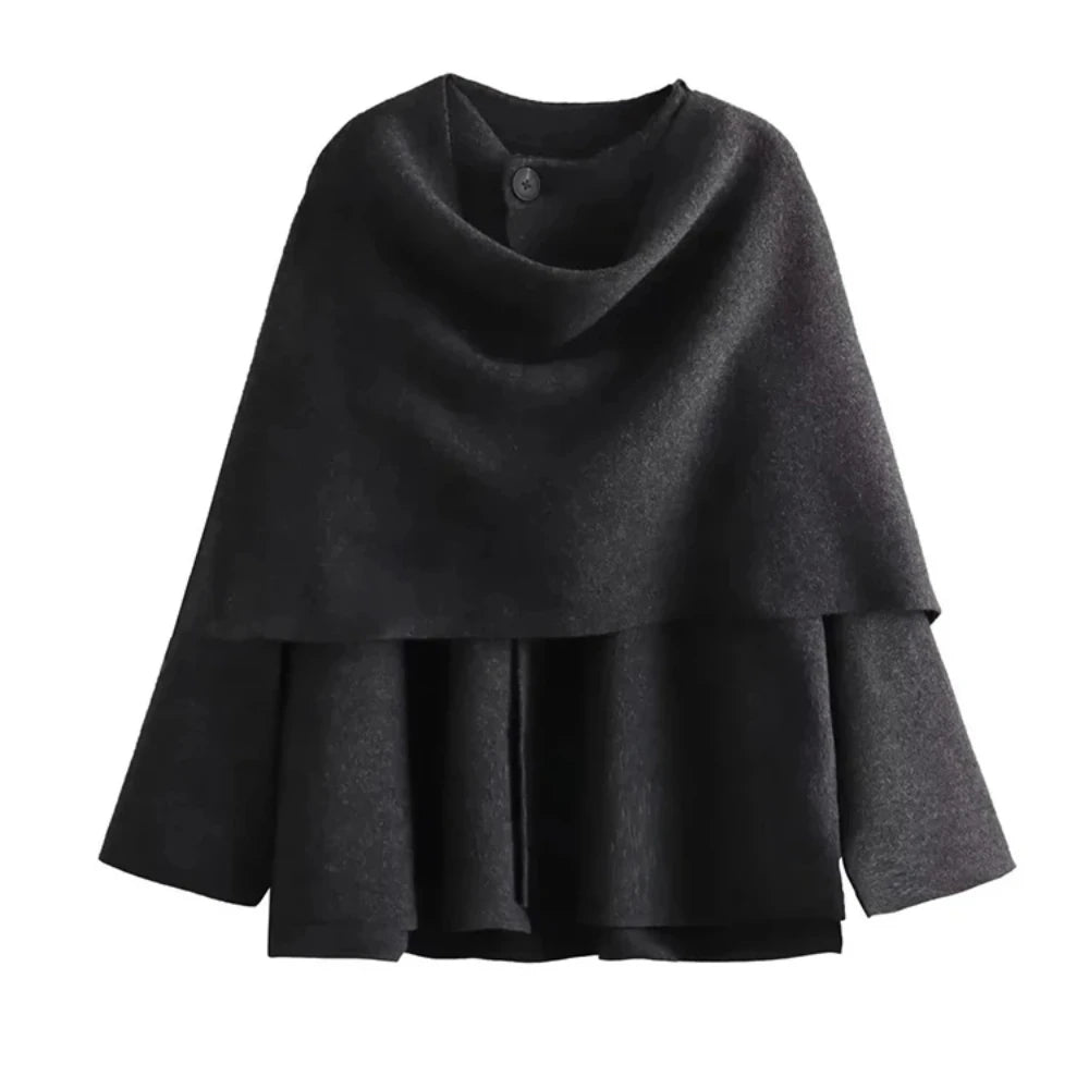 veste chic avec écharpe, manches longues, tricotée, coupe asymétrique.