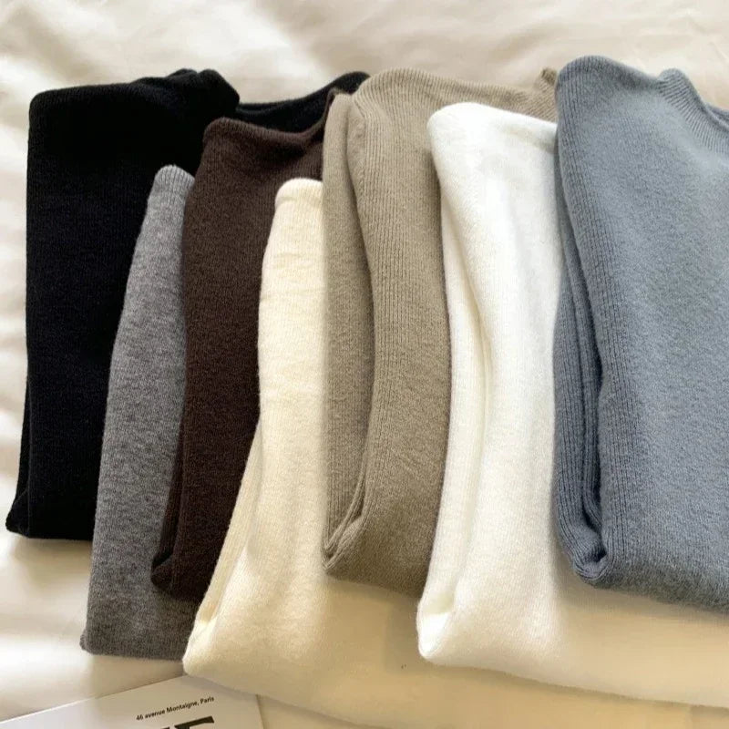 Solid Sweater Women Half Turtleneck