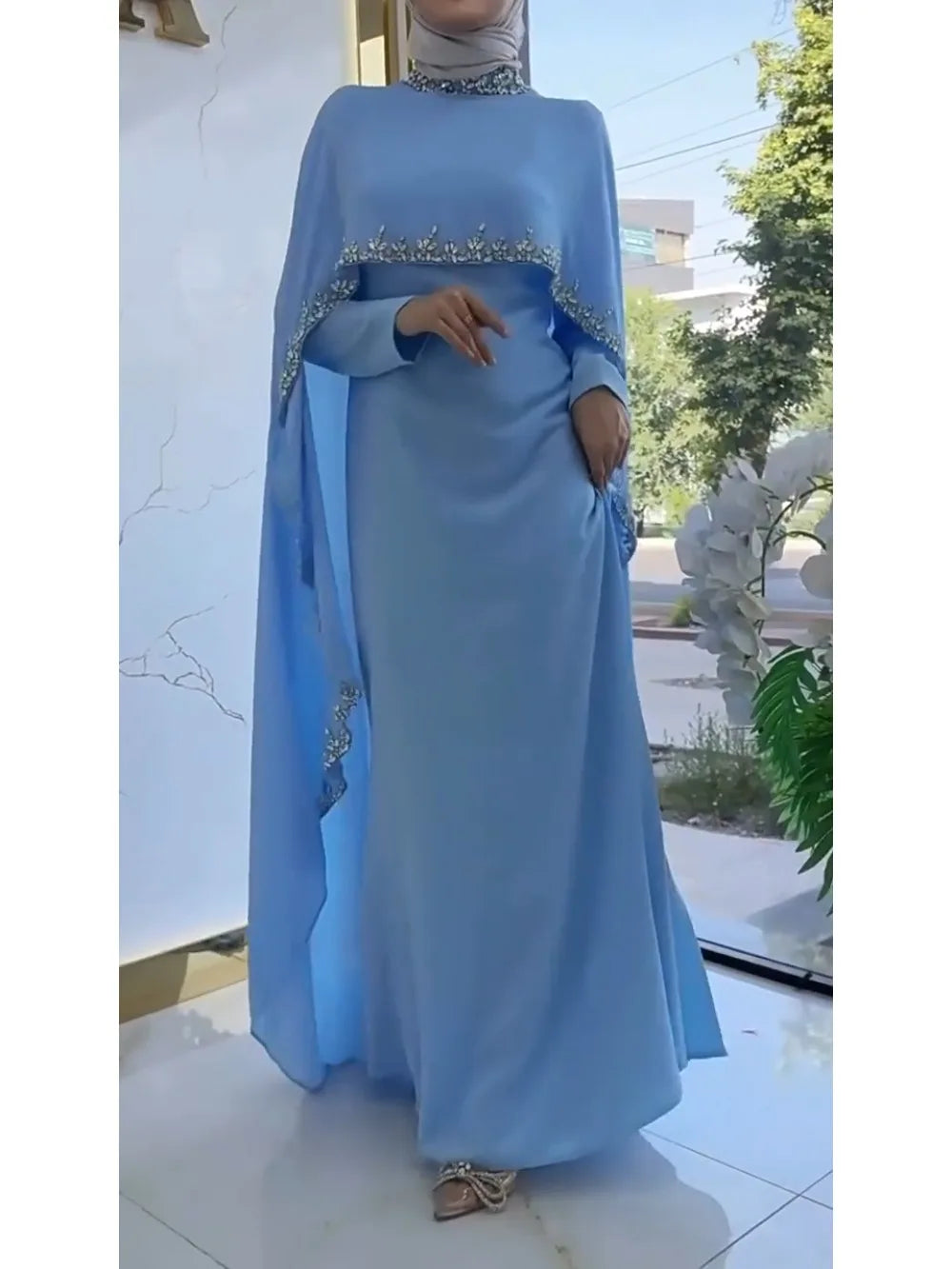 Pelerinli  Luxe Tesettür Abiye