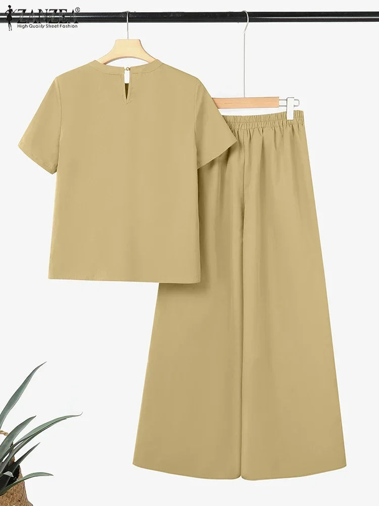 Ensembles de 2 pièces                      Pantalons à jambes larges et Blouses à manches courtes