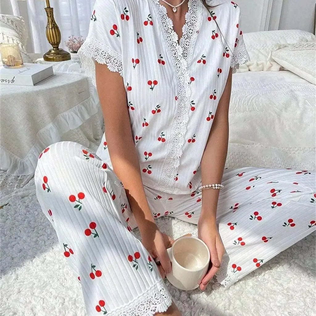 Pyjama 2 pièces cerise