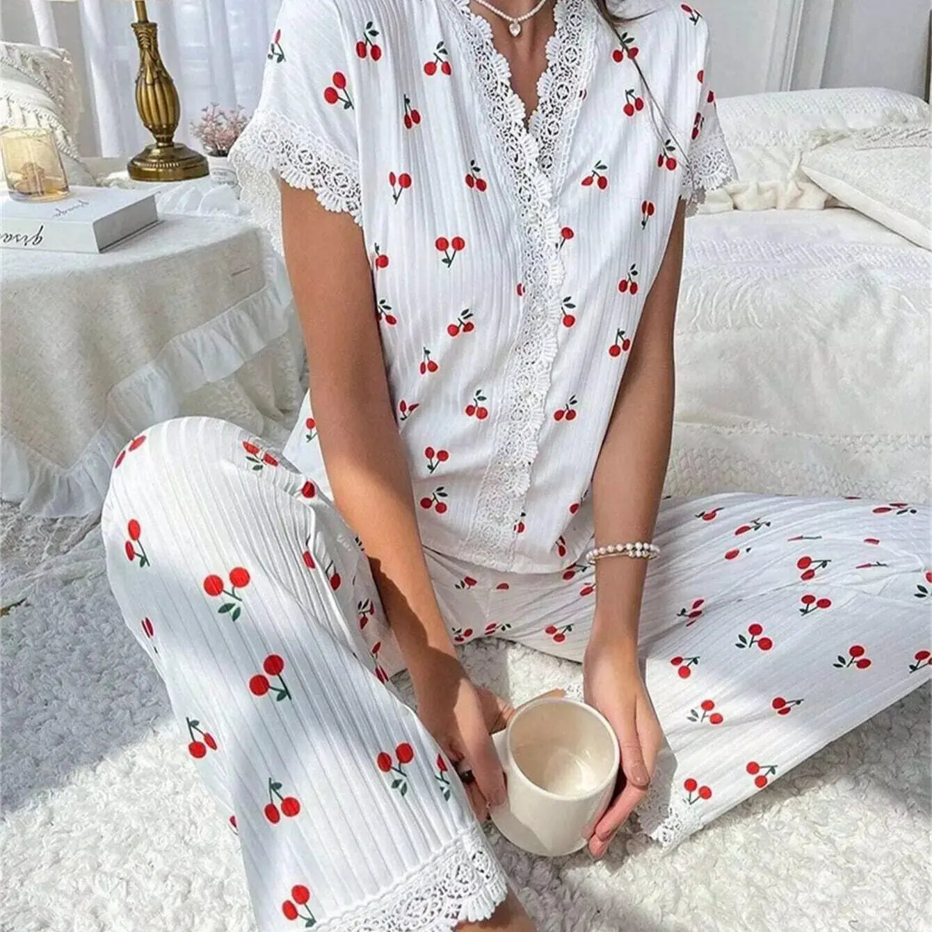 Pyjama 2 pièces cerise