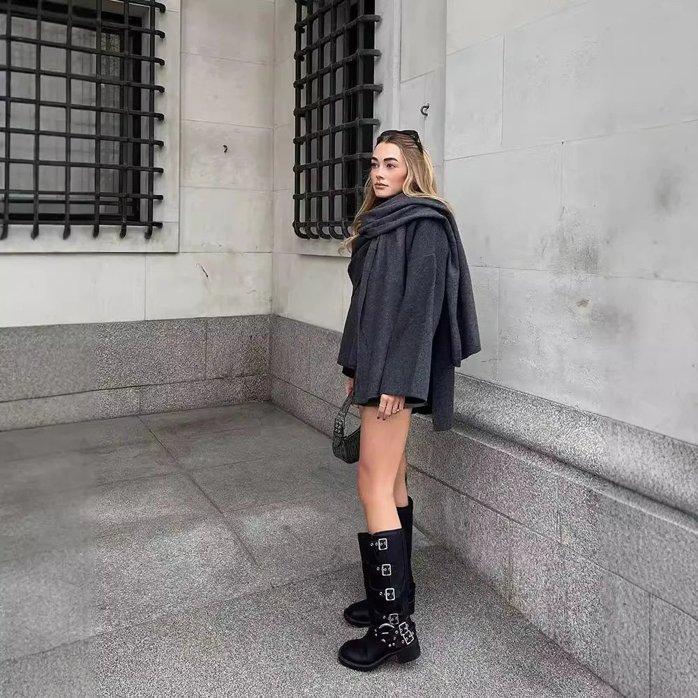 Women Fashion Scarf Woolen Jacket Long Sleeve