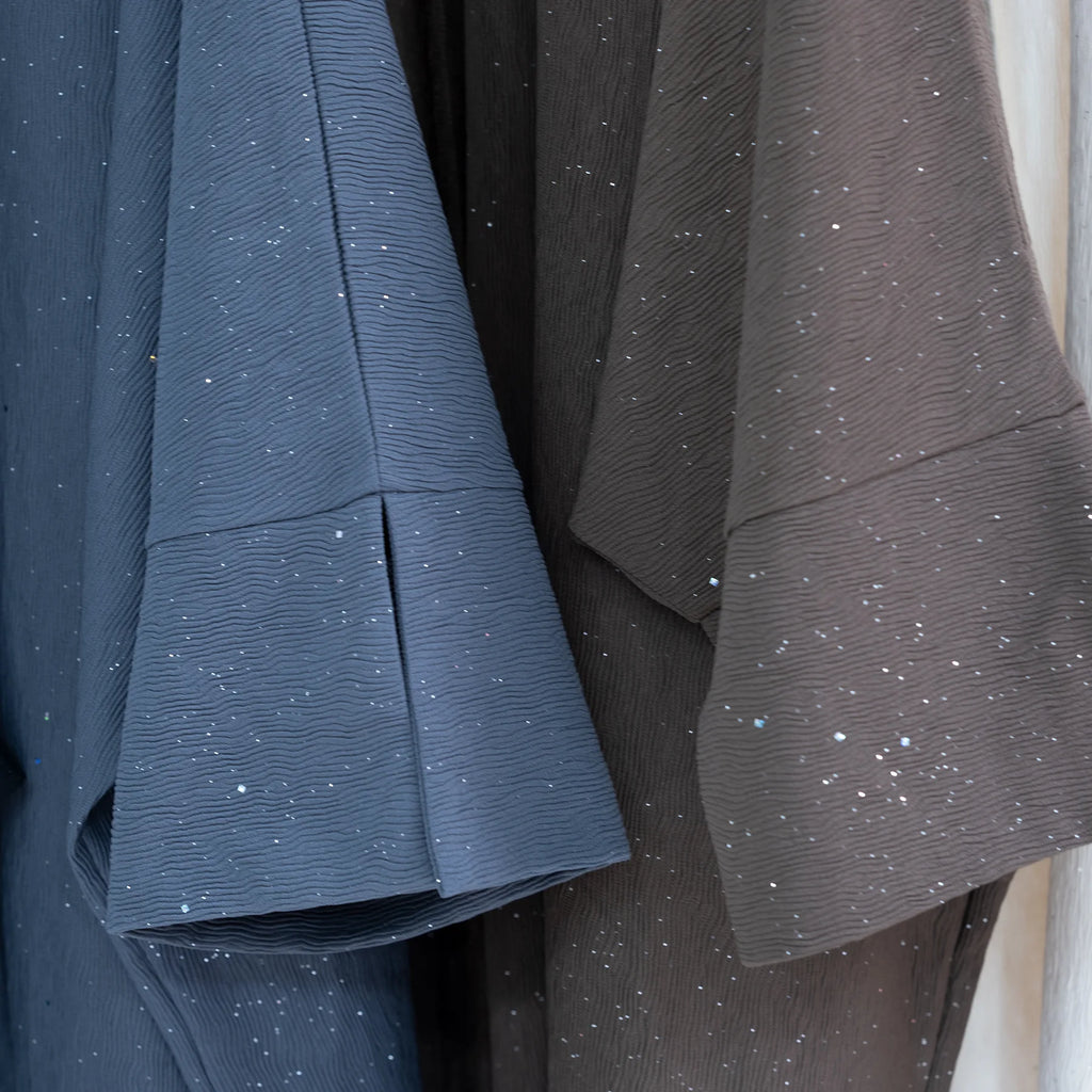 Abaya ouverte d’hiver, longue et chaude, avec paillettes turquie