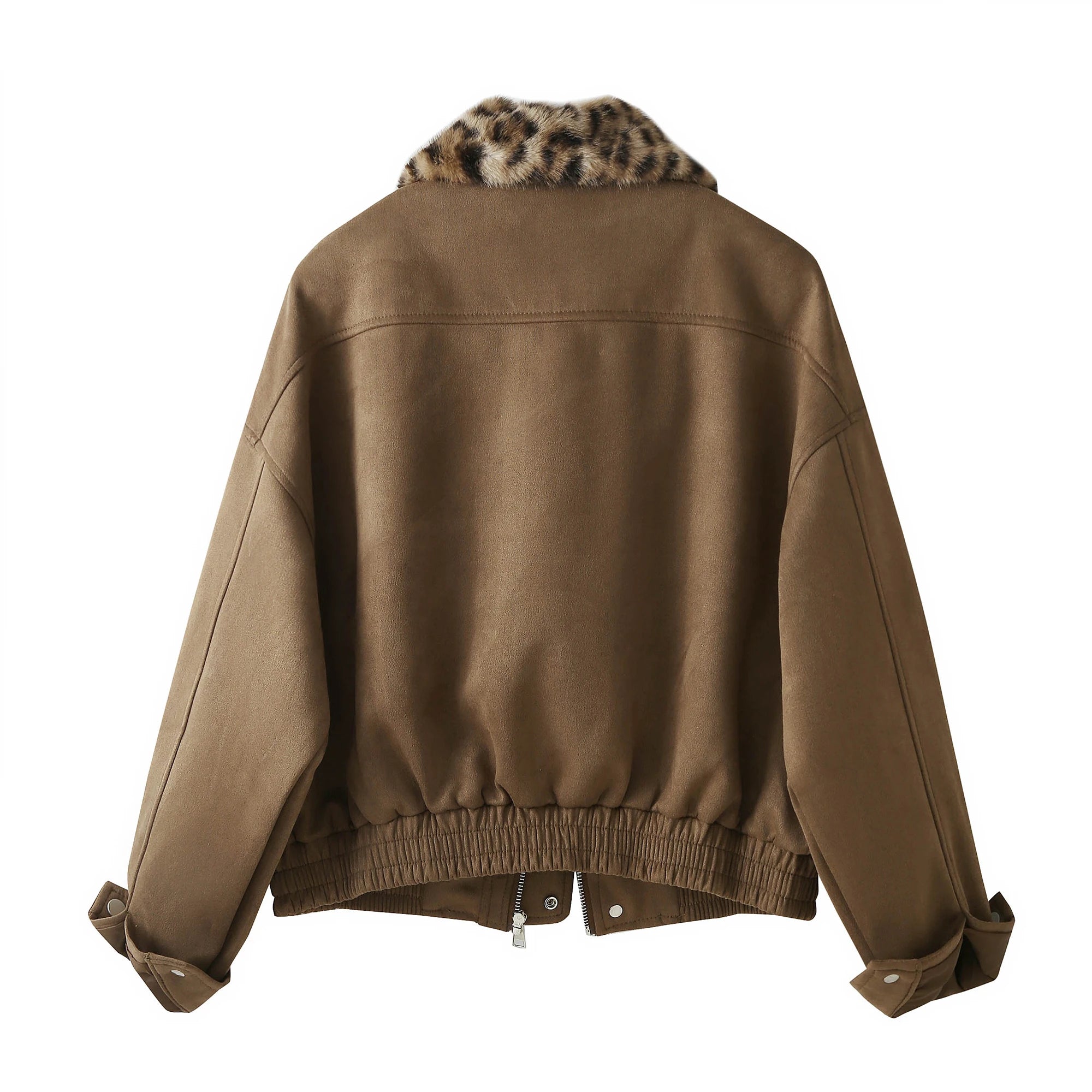 Veste rétro américaine en daim à imprimé léopard