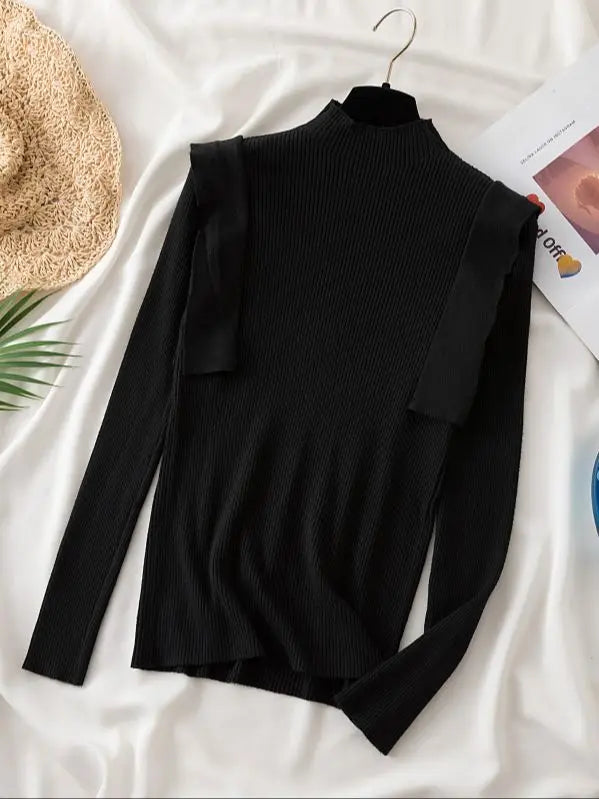 Pull Volants Col-roulé