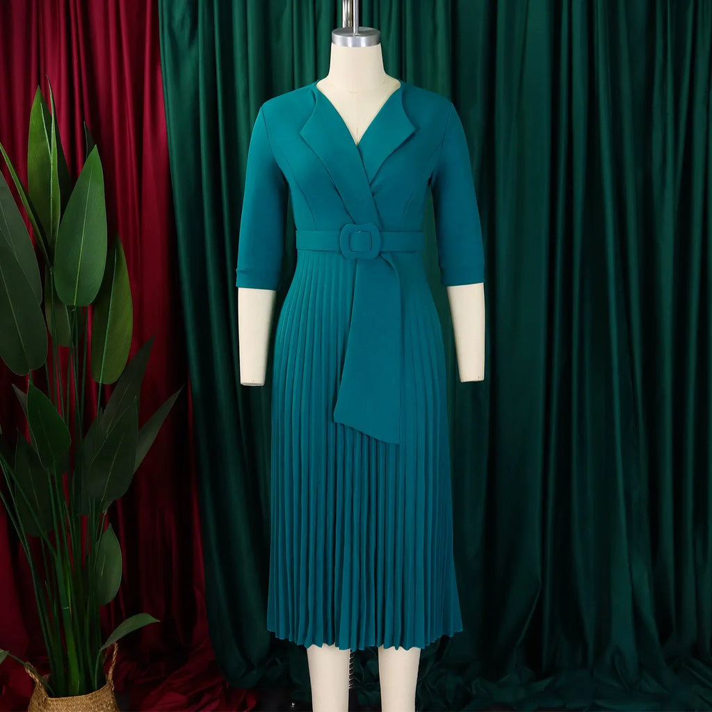 Pleated Dress Women High Waist