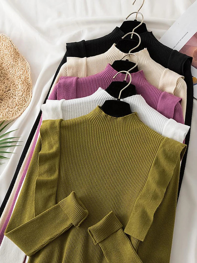 Pull Volants Col-roulé