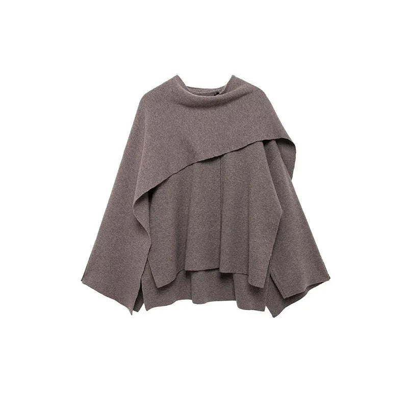 veste chic avec écharpe, manches longues, tricotée, coupe asymétrique.