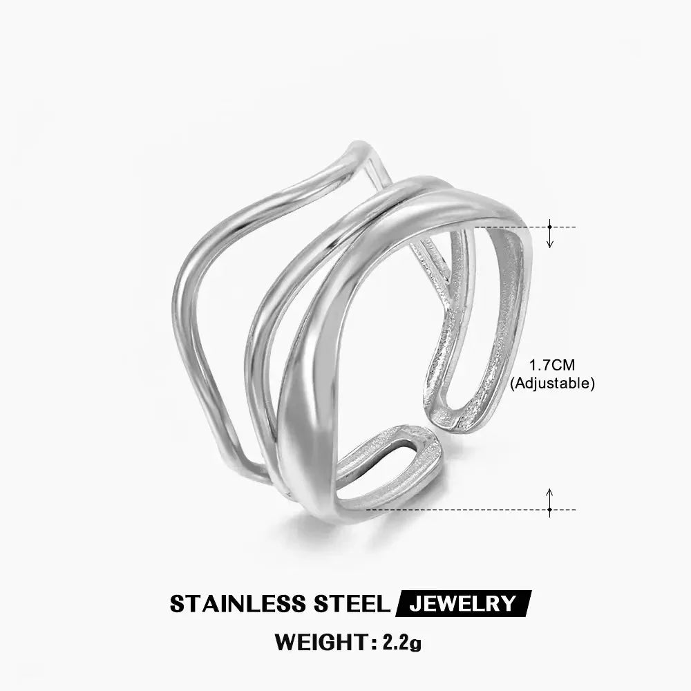 Bague en acier inoxydable doré en forme de cœur anneau creux, bijou étanche