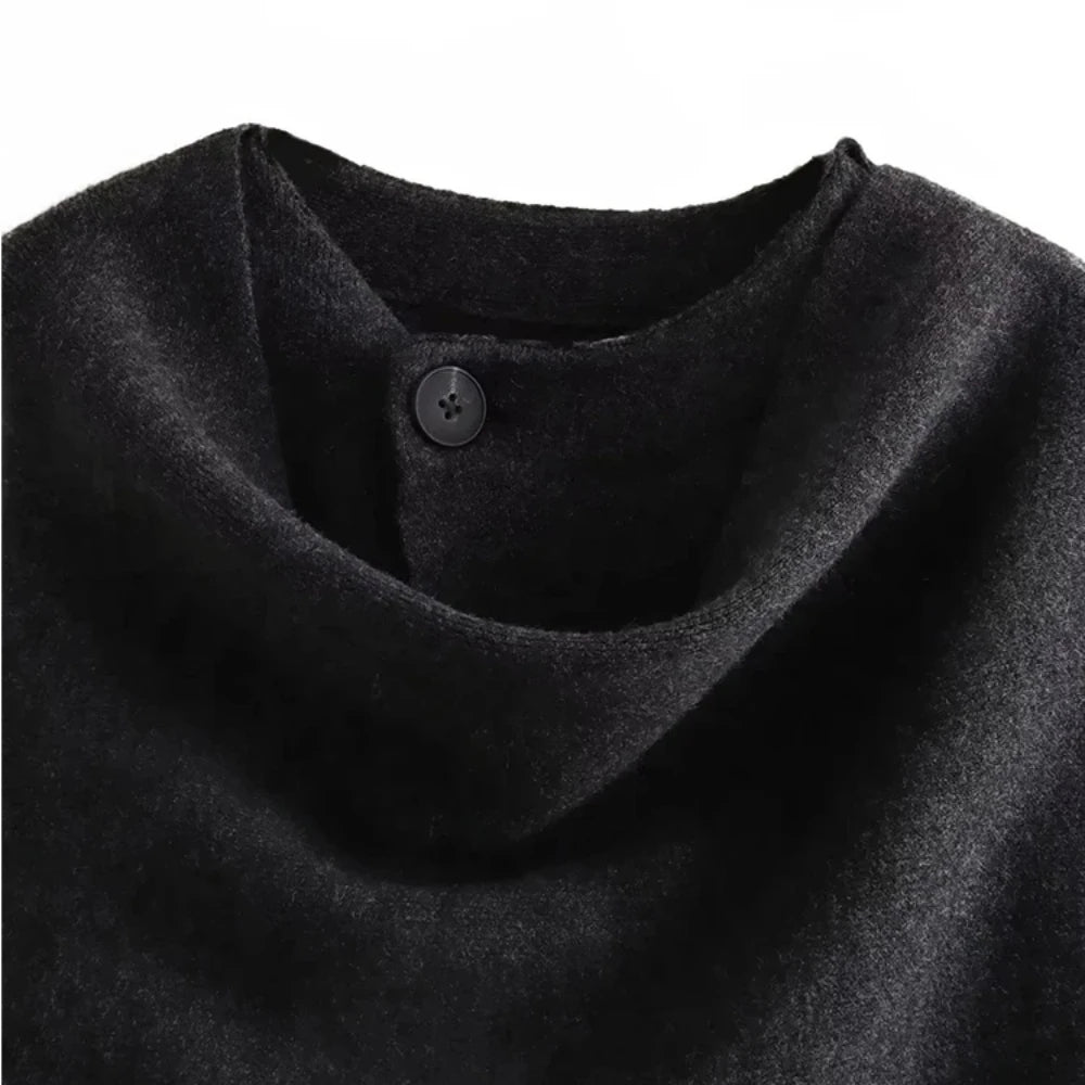 veste chic avec écharpe, manches longues, tricotée, coupe asymétrique.