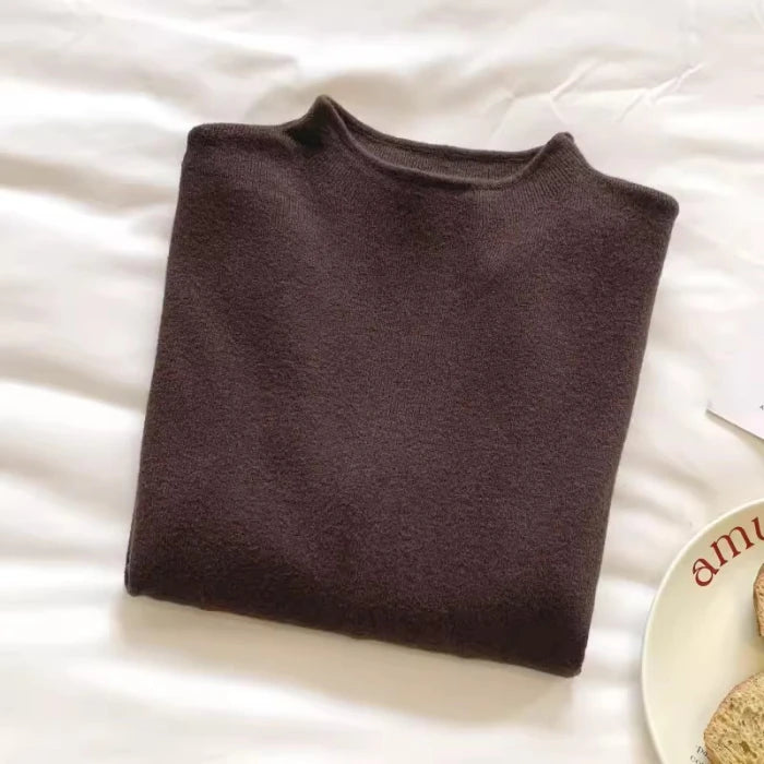 Solid Sweater Women Half Turtleneck