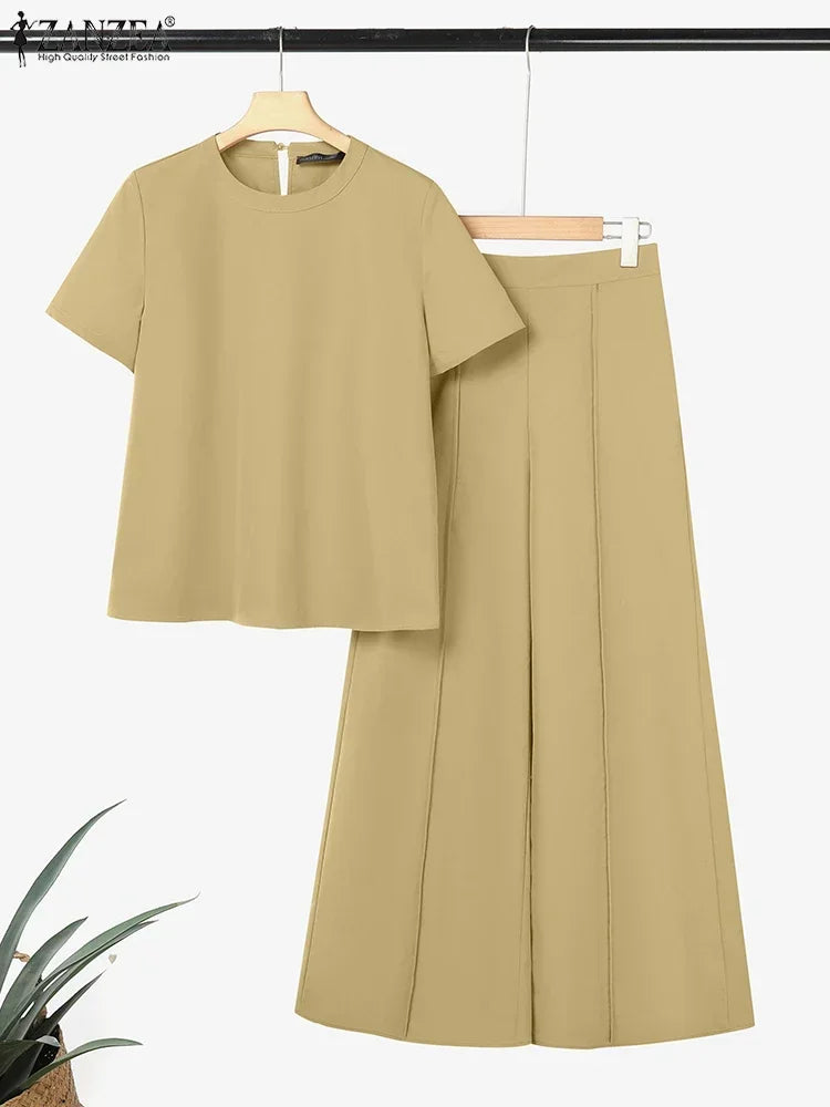 Ensembles de 2 pièces                      Pantalons à jambes larges et Blouses à manches courtes