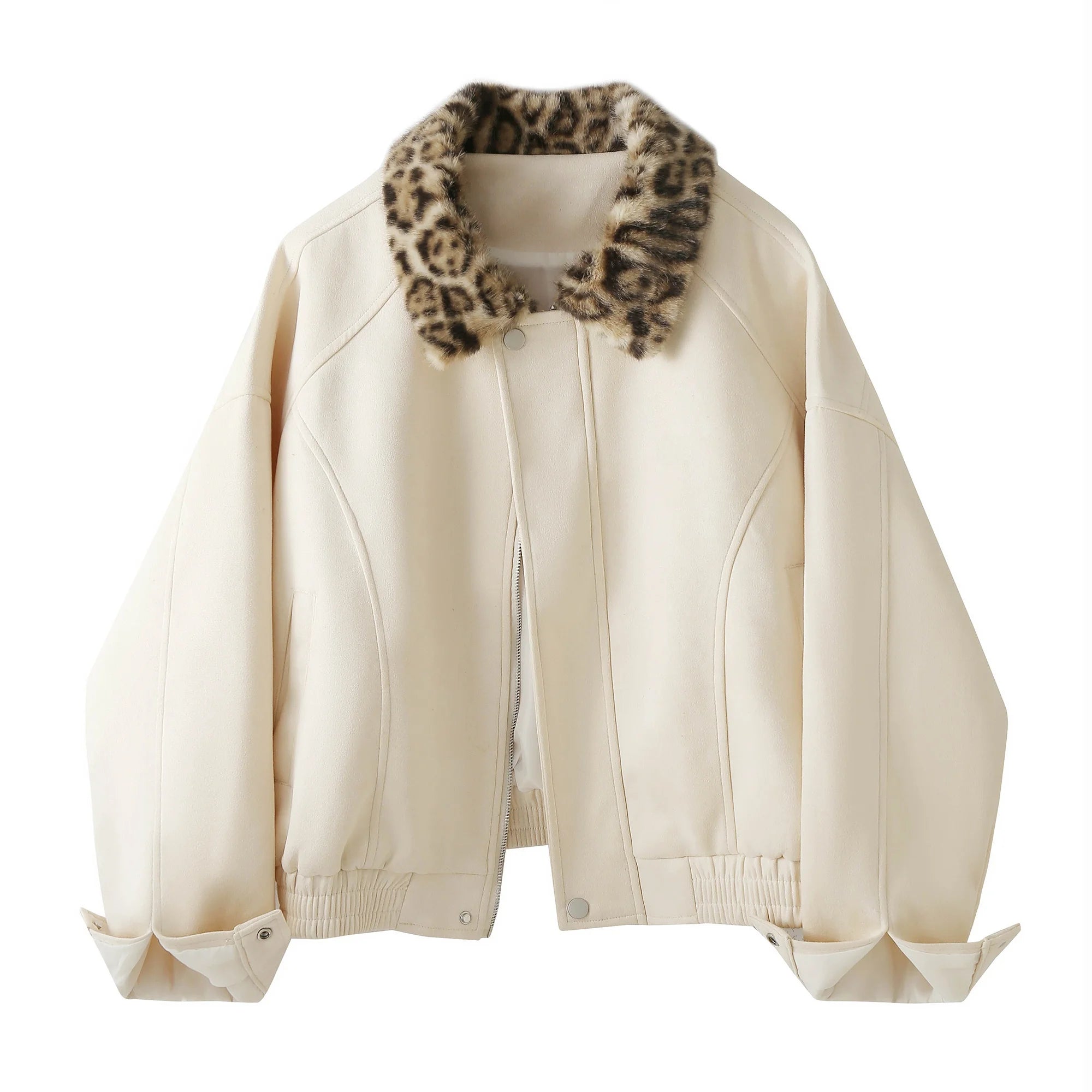 Veste rétro américaine en daim à imprimé léopard