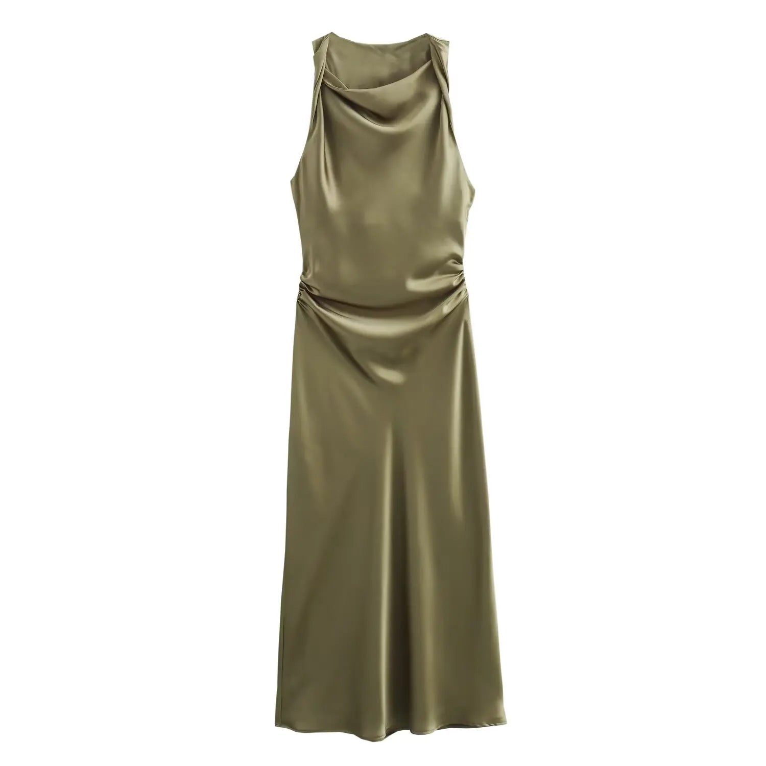 Satin Ruched Long Dresses