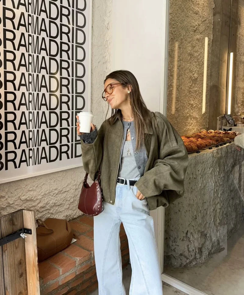 Veste bomber vintage verte idéale pour vos tenues