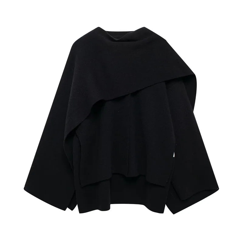Women Fashion Scarf Woolen Jacket Long Sleeve