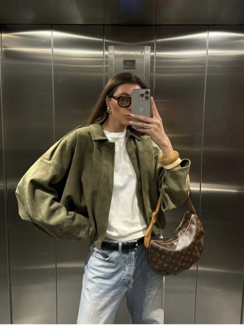 Veste bomber vintage verte idéale pour vos tenues