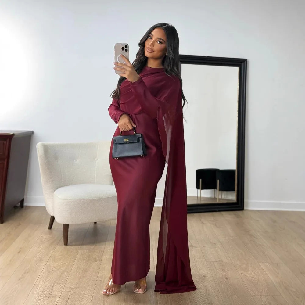 Satin Chiffon Evening Dress