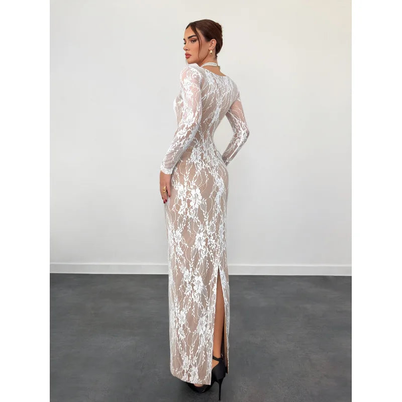 Robe Manches Longues Dentelle et Slim