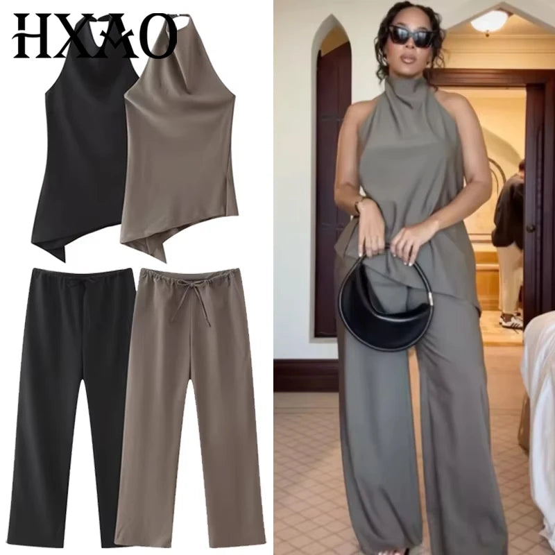 Satin Women's Two Pieces Set