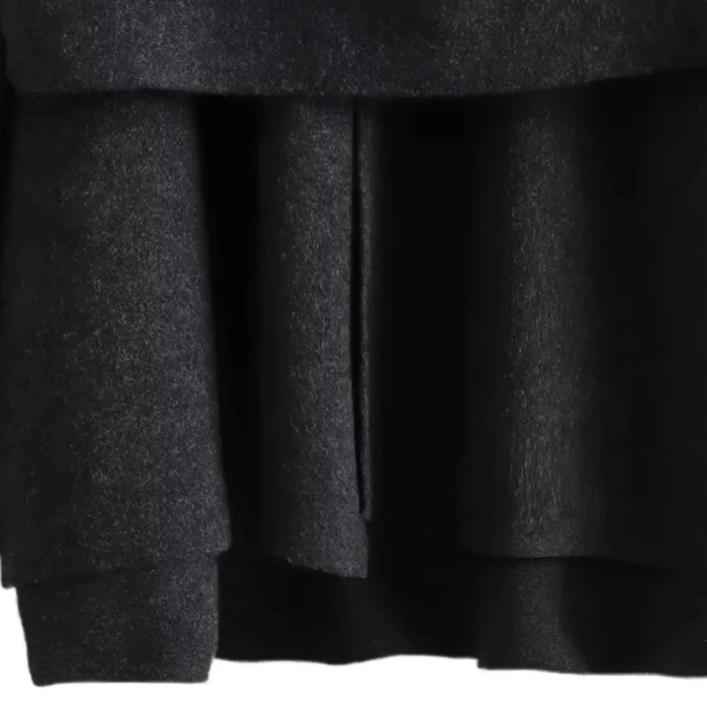 veste chic avec écharpe, manches longues, tricotée, coupe asymétrique.