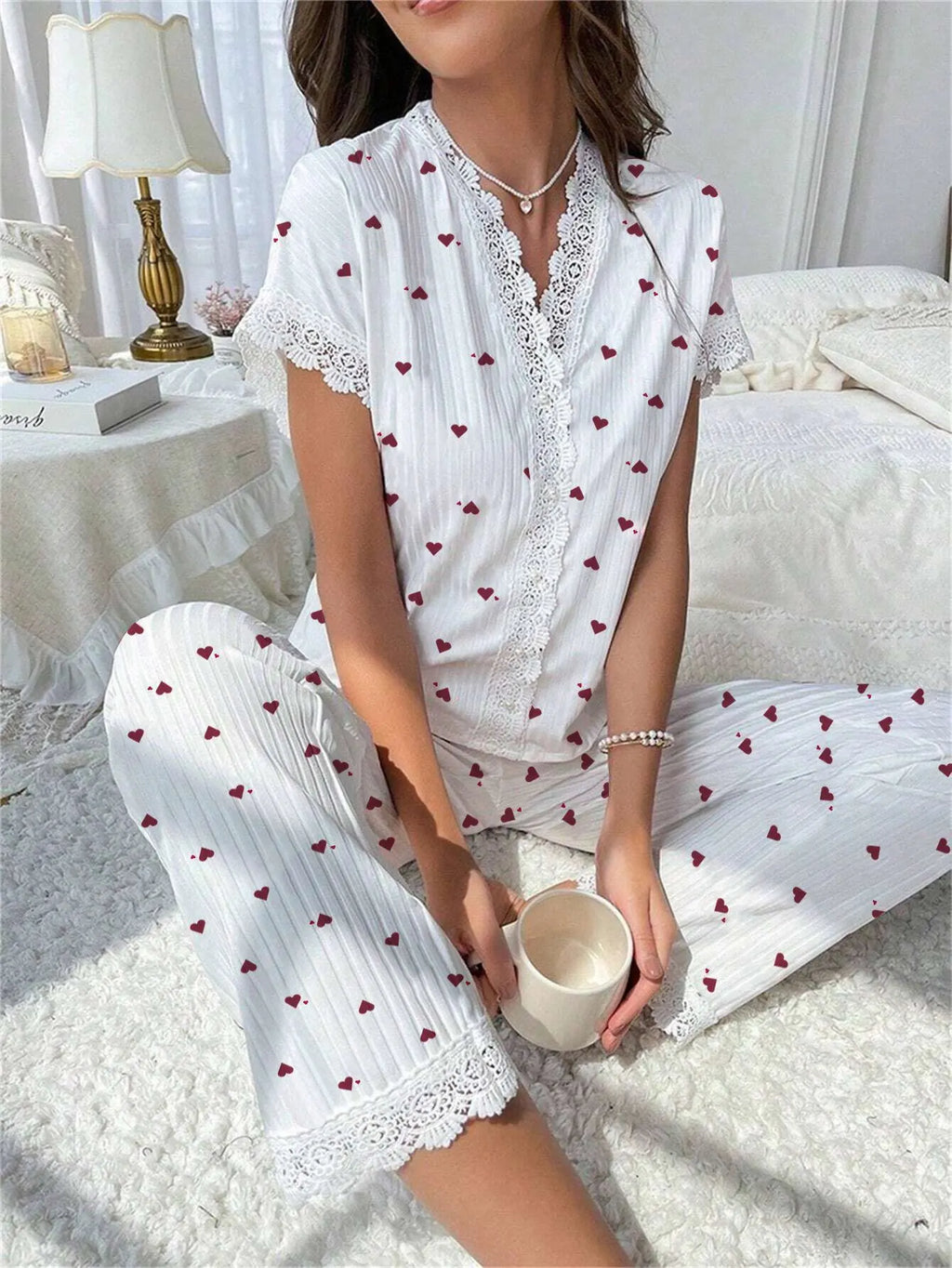 Pyjama 2 pièces cerise