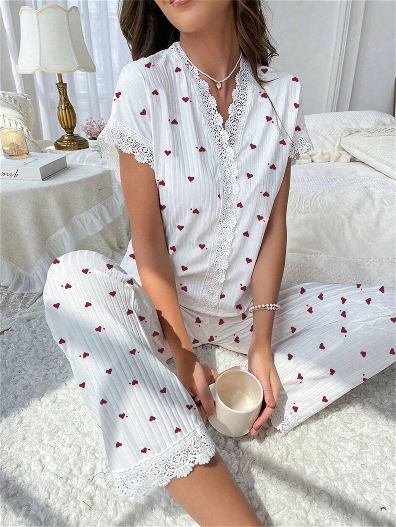 Pyjama 2 pièces cerise