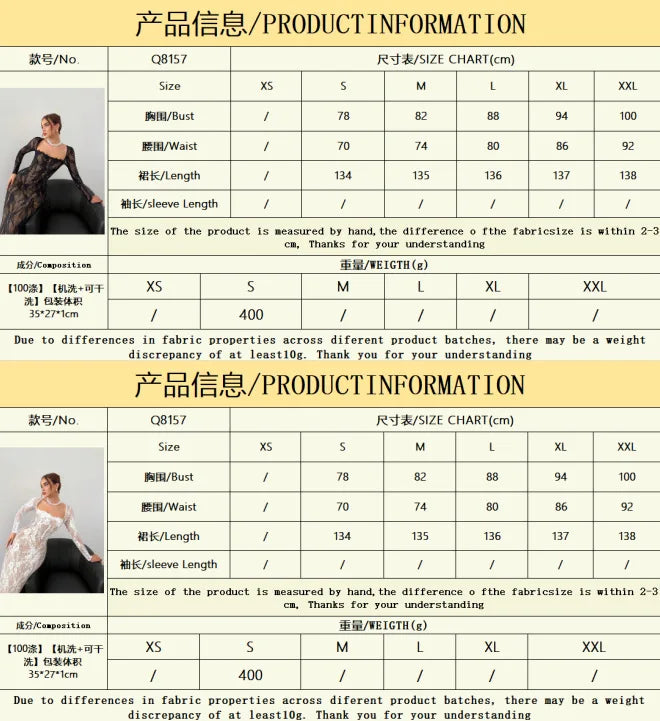 Robe Manches Longues Dentelle et Slim