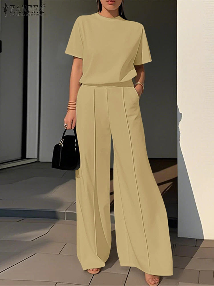 Ensembles de 2 pièces                      Pantalons à jambes larges et Blouses à manches courtes