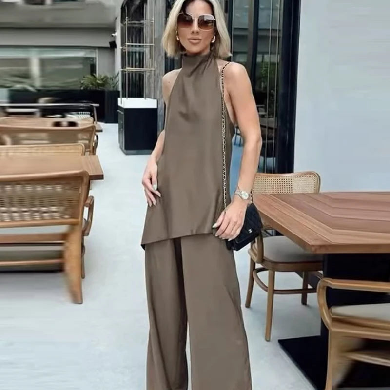 Satin Women's Two Pieces Set