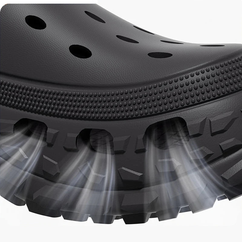 Sandales compensées antidérapantes, semelle souple.