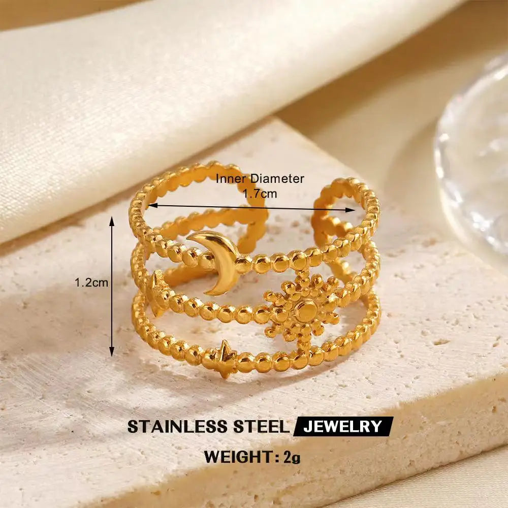 Bague en acier inoxydable doré en forme de cœur anneau creux, bijou étanche