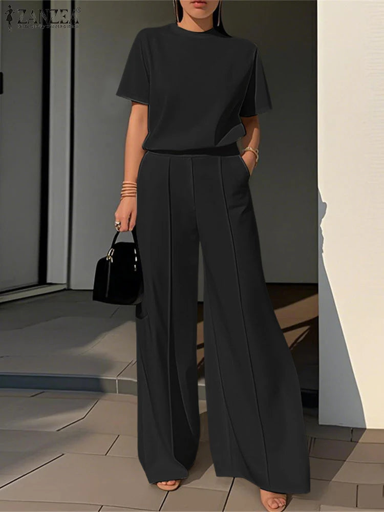 Ensembles de 2 pièces                      Pantalons à jambes larges et Blouses à manches courtes