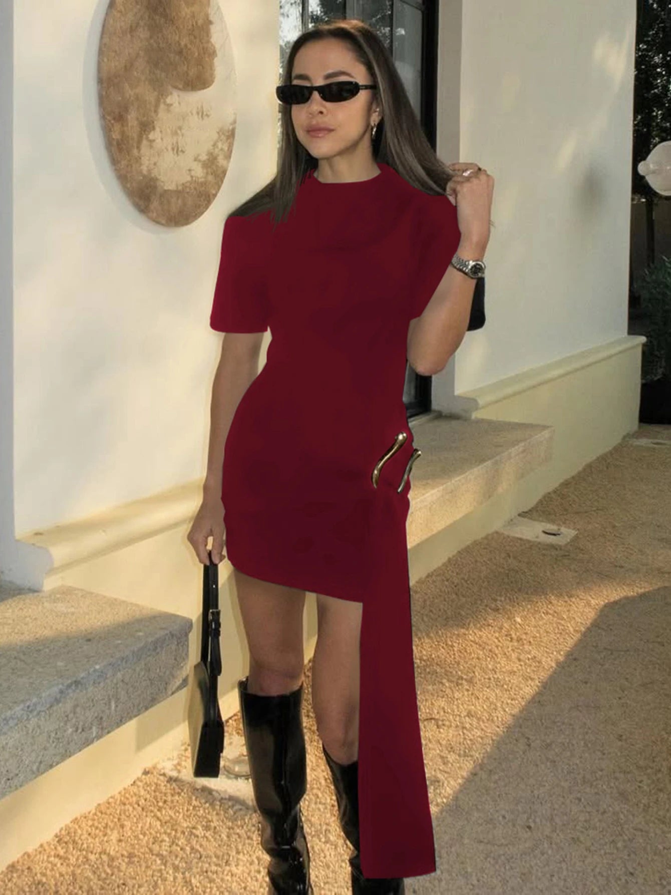 Robe courte Bouton en métal